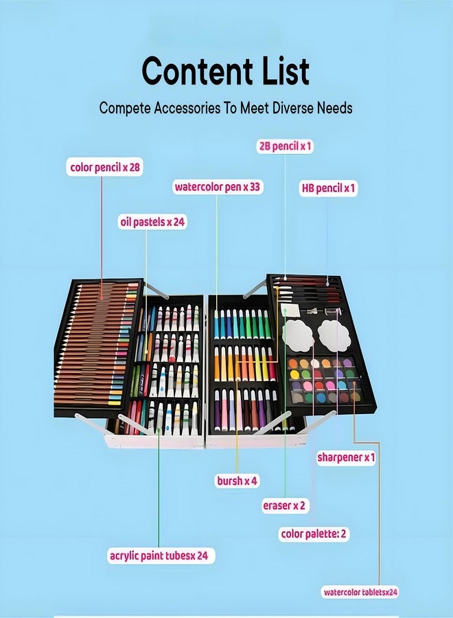 PEACORA Deluxe 145 Piece Unicorn Art & Craft Drawing Set Painting Suitcase Box Birthday Gift for Kids Unleash Your Inner Artist (Outer Space Design) - Image 3